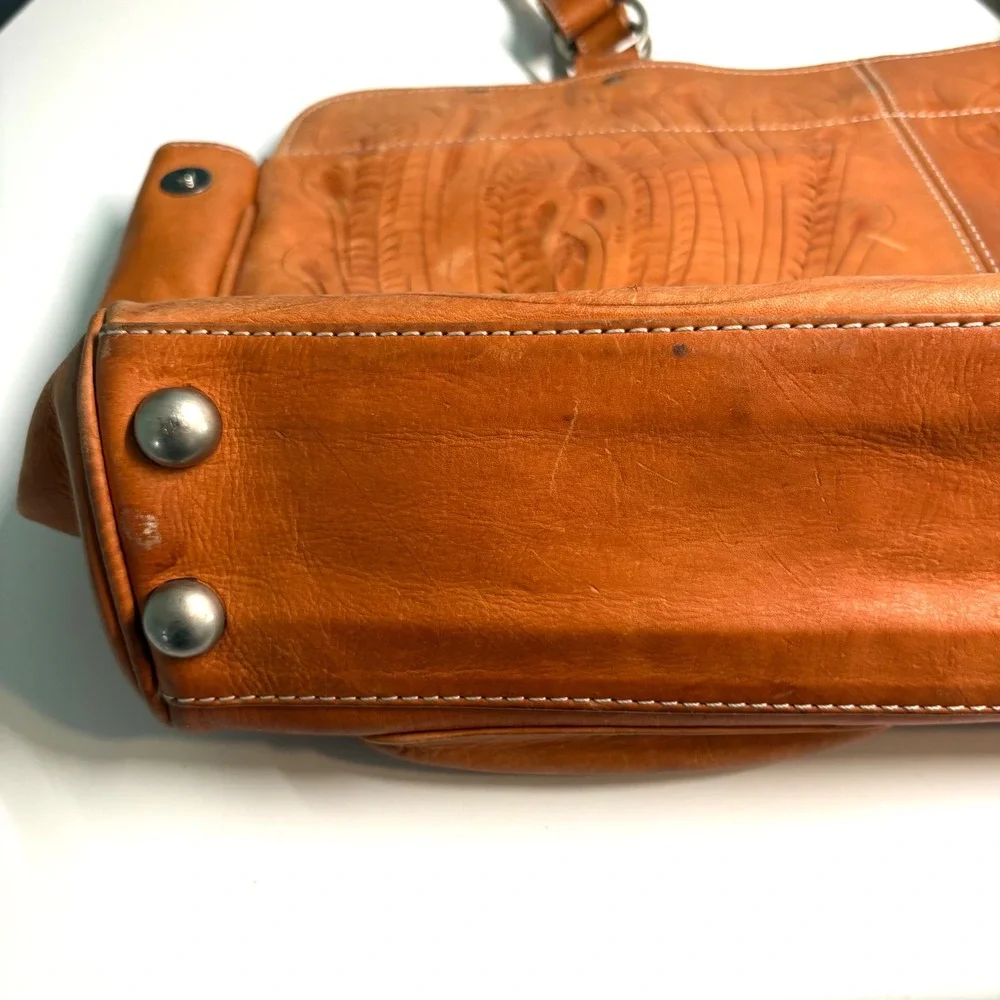 Sereno Women's‎ Orange Brown Leather Shoulder Tote